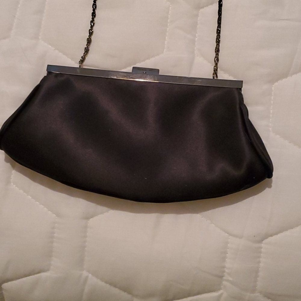 Black satiny evening bag from Nordstrom
